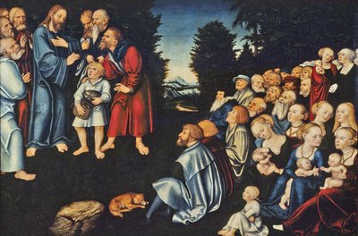 Das Wunder der fünf Brote und zwei Fische von Lucas Cranach the Elder